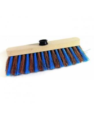 Balai coco zébré 37.5 cm - support bois - sans manche