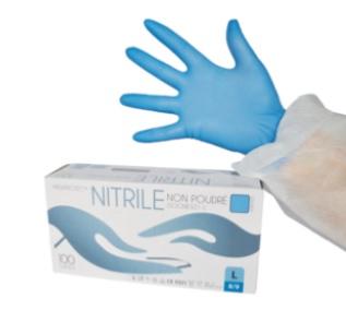 Gant nitrile bleu Taille XL non poudré Boite de 100